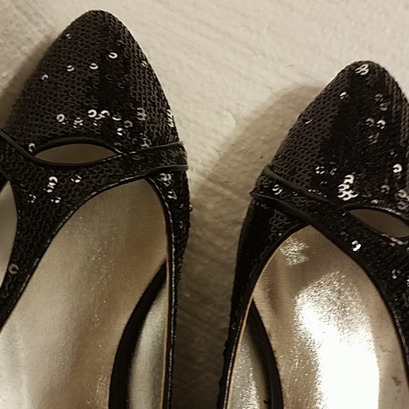 Ashro Shoes Ashro Black Sequined Kitten Heels Poshmark